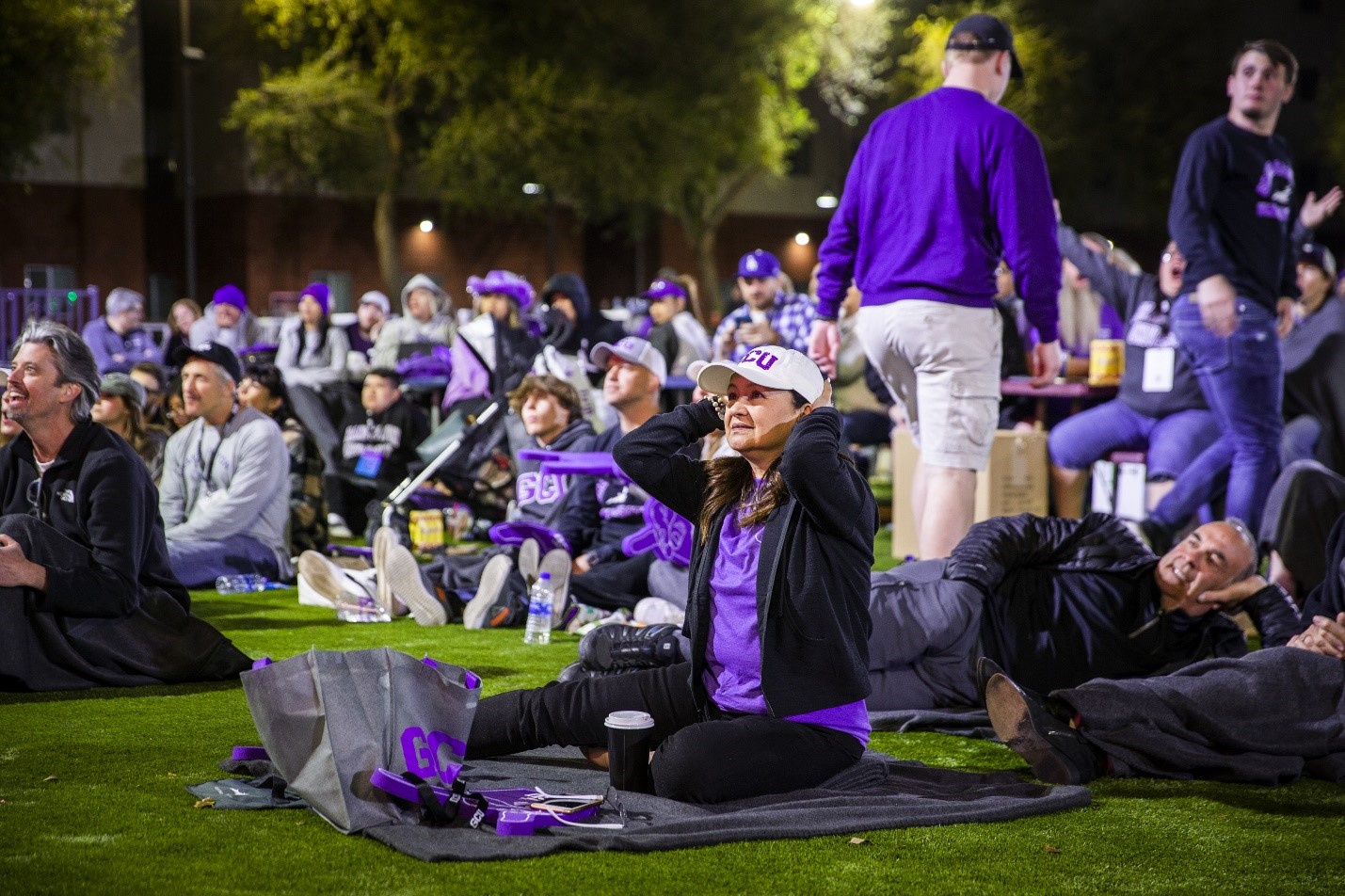 Parents and students gathered on the lawn for Family Weekend event